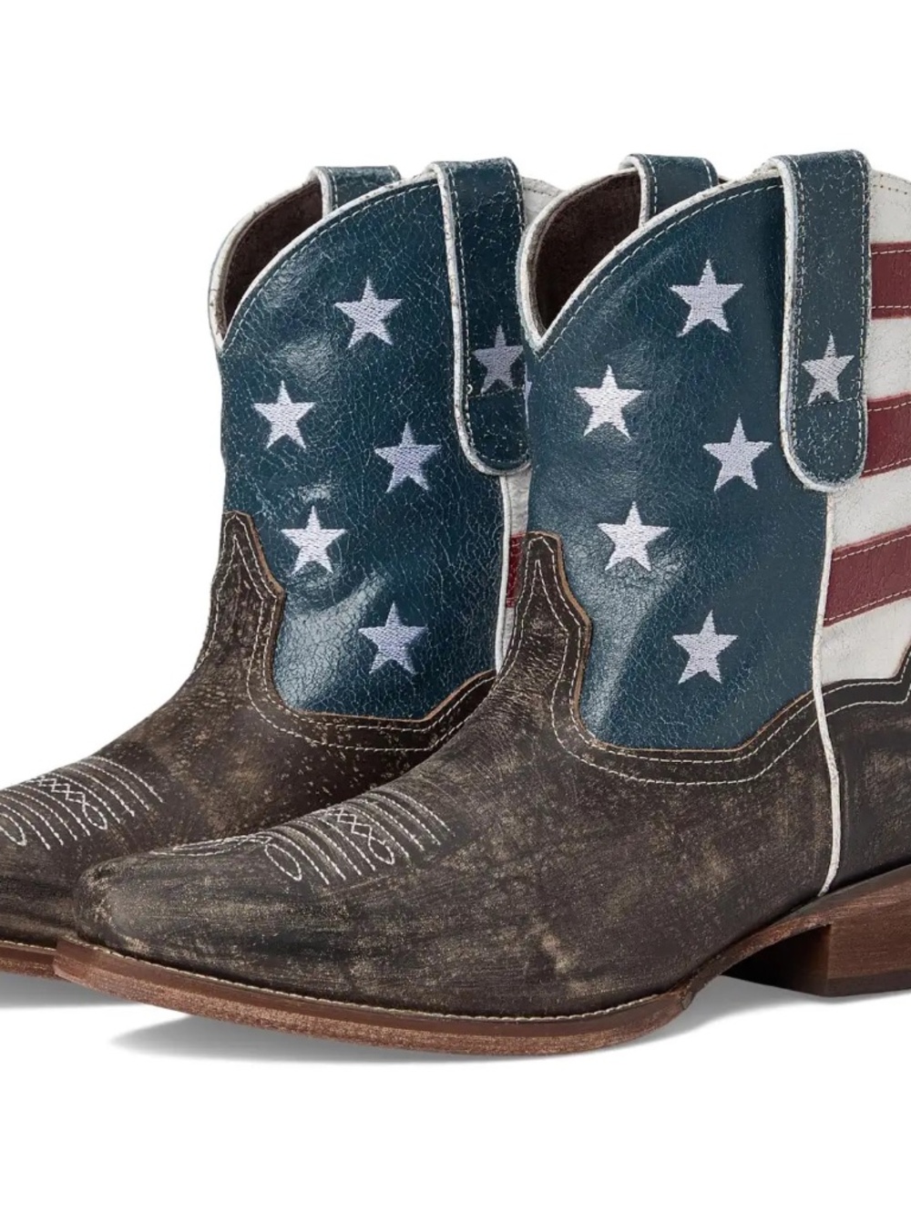 Roper American Flag Shorty Cowboy Boots Brown 8